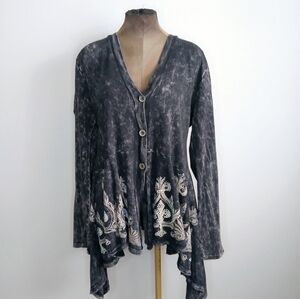 Vocal Charcoal Cardigan with Silver Embellishments